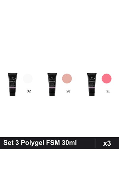FSM Set 3 Polygel 30ml - Nr.02, Nr.28, Nr.21 - Constructie Unghii