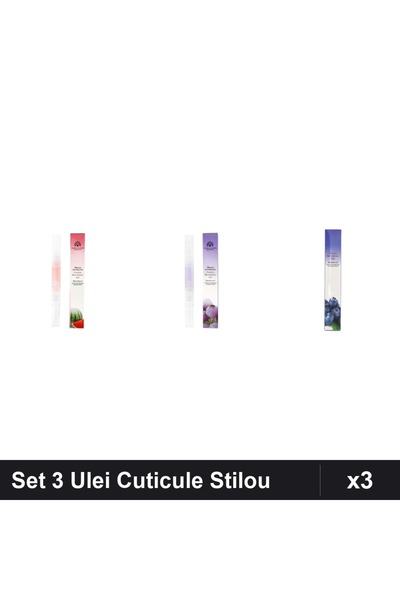 global fashion Set 3 Ulei Cuticule Tip Stilou - Pepene Verde, Afine, Blueberries