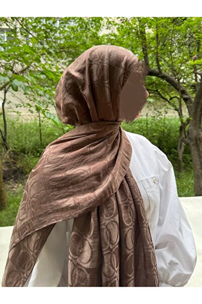 shalby شال جاكار من القطن الناعم ذو نمط حلقات كبيرة، كابوتشينو