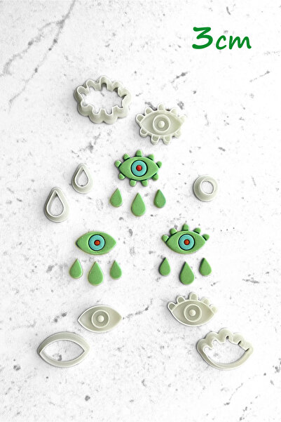 WE3D Eye Evil Eye Polymer Clay Ceramic Plasticine Mold and Stamp Set - 3cm