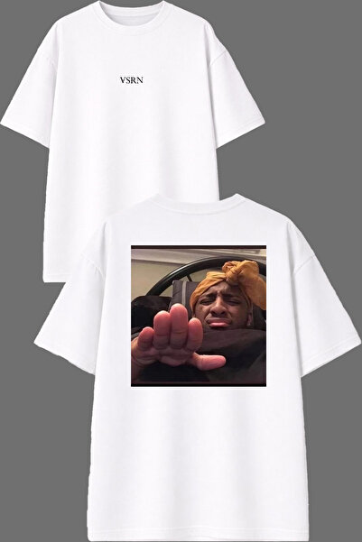 VSRN Günoo Design Front and Back Printed White Oversize T-Shirt