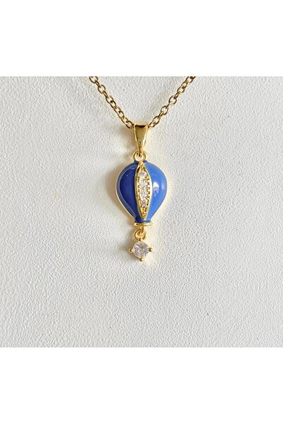 deluxe takı ve giyim Steel Necklace with Blue Balloon Figure