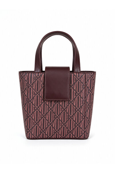 Melos Butik Women's Brown Monogram Patterned Bucket Model Hand and Shoulder Bag