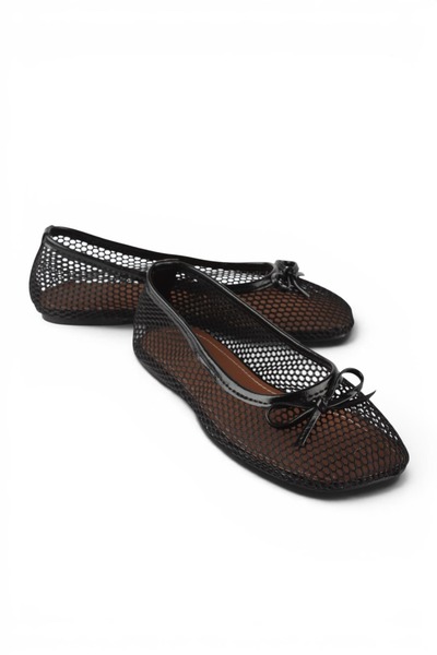 luuq shoes BEKY Fiyonk Detaylı Kadın File Babet