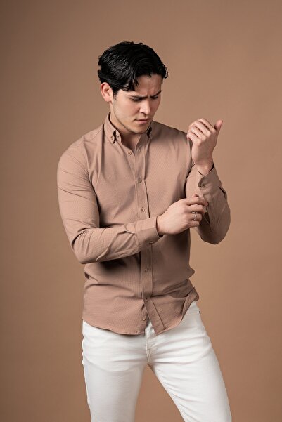 alenmeza Slimfit Self-Striped Collar Buttoned Lycra Summer Shirt