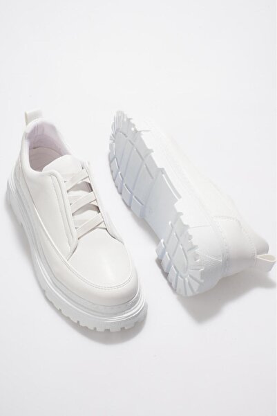 Lucy Shoes حذاء رياضي رجالي من الجلد المرن اليومي YG-X23 CBT - أبيض