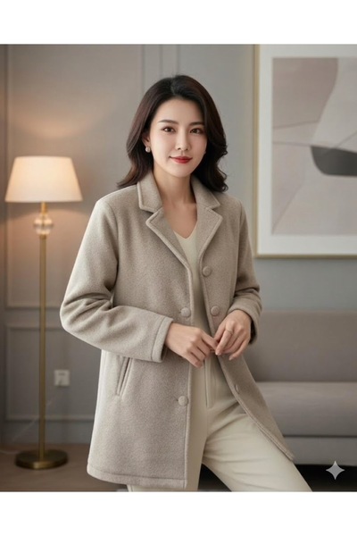 DAY BY DAY Women's Korean-Style Mid-Length Woolen Jacket Elegant Woolen Coat