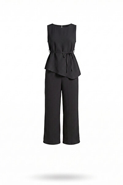 MAGARDE Asymmetrical Cut Tie-Up Premium Suit - Black