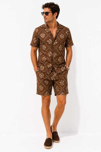 ANATOLIATEKSTILE Men's Premium Summer Linen Shirt and Shorts Set – Elegant Ca...