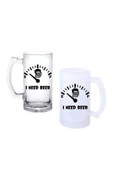 Ghostbastır Beer Necessity Beer Glass with Handle, Frosted or Transparent Opt...