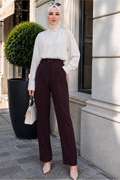 TRENDTESETTÜR KADIN Mürdüm BELİ LASTİKLİ HAVUÇ PANTOLON T 81181