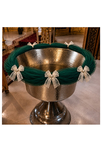 Recostore Aranjament pentru cristelnita, Verde cu fundita din dantela, 3M, Re...