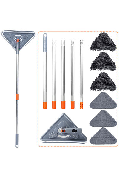 Choice Multi piece set Wall Mop with Long Handle 360 ° Rotating Triangle Micr...
