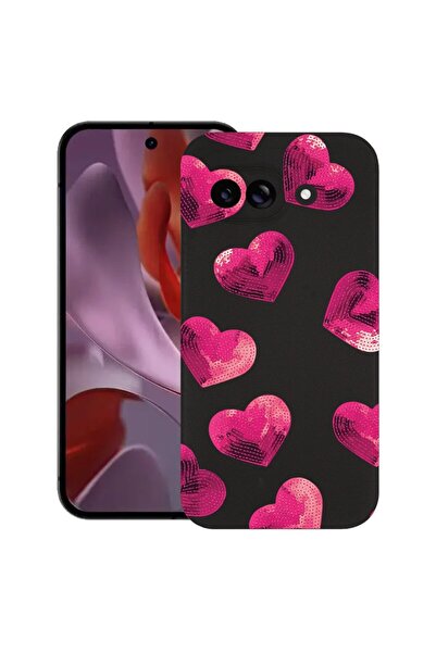 bestcase Калъф за Google Pixel 9a, с десен на сърца, тънък силиконов 0.8ММ, у...