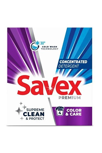 SAVEX Set 8 x Detergent Pudra Rufe Premium Color&Care, 4 Spalari, 320 g