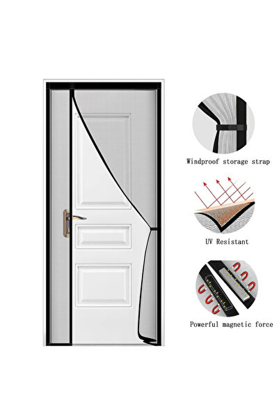 Choice23 W90cm X H210cm grey Magnetic screen door, hands-free mesh curtain, c...