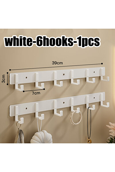 Choice1 white-6hook Kitchen Space Aluminum Punch-Free Hooks Are Easy to Insta...