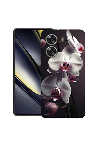 bestcase Калъф за Poco X7 Pro 5G, Бяла орхидея, Тънък силиконов 0.8ММ, Против...