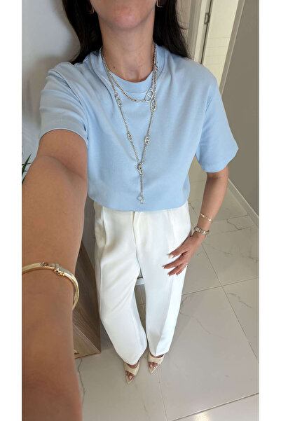 BİRCANÇİL Tricou Billens Baby Blue din bumbac cu decolteu tip crewneck