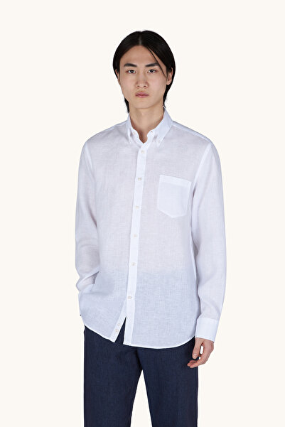 PAUL&SHARK MEN'S WOVEN LINEN SHIRT