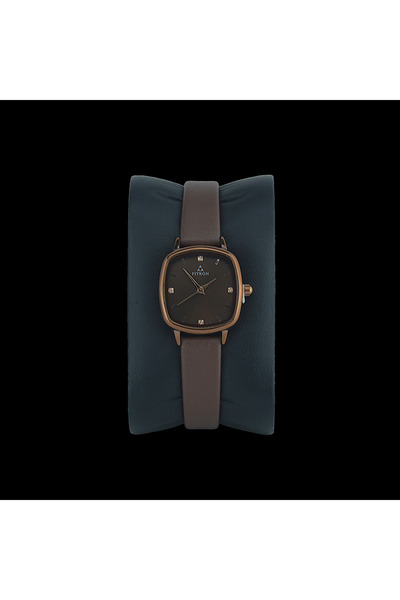 FITRON ROUNDED RECTANGLE 9832 L BROWN DIAL - WOMEN'S QUARTZ