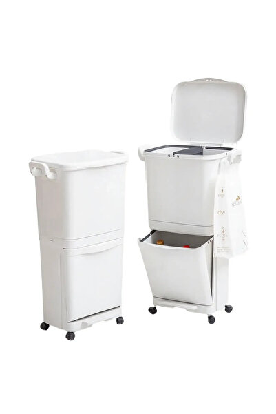 Ochamura ochama Vertical waste bin with 2 compartments (45L) White