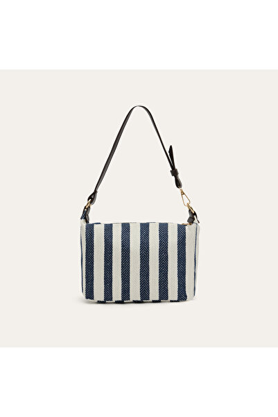 Mudo Women's Navy Blue Striped Handbag