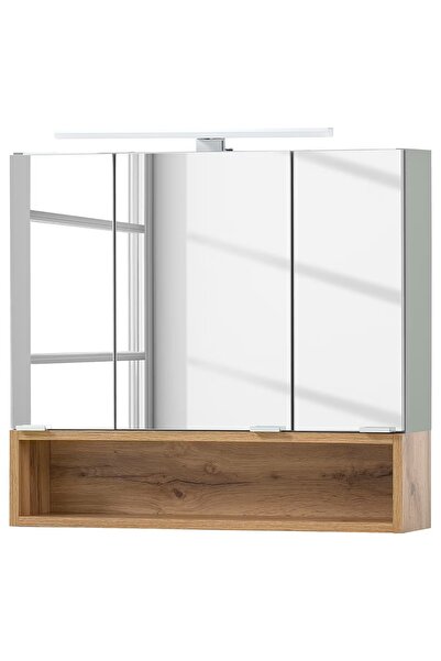 OEM Re-Bloom – Dulap cu oglindă pentru baie 67x65x16 cm, Decor rustic verde f...