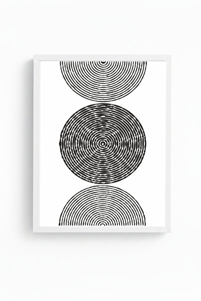 huhuli Tablou cu model geometric cu ramă din lemn alb - Alb și negru |   Huhu...