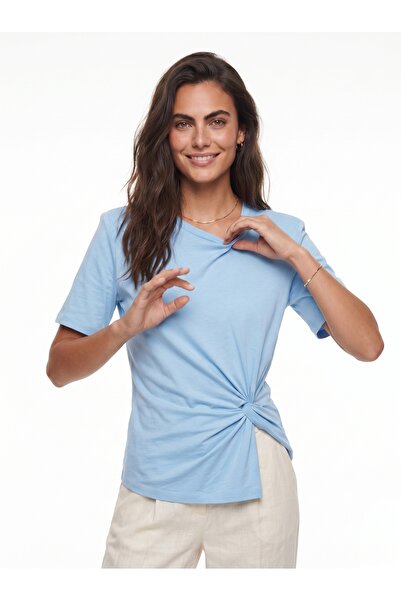 ONLOOX Baby Blue Soft Fabric Short Sleeve Comfortable Fit Padded Shoulder Kno...