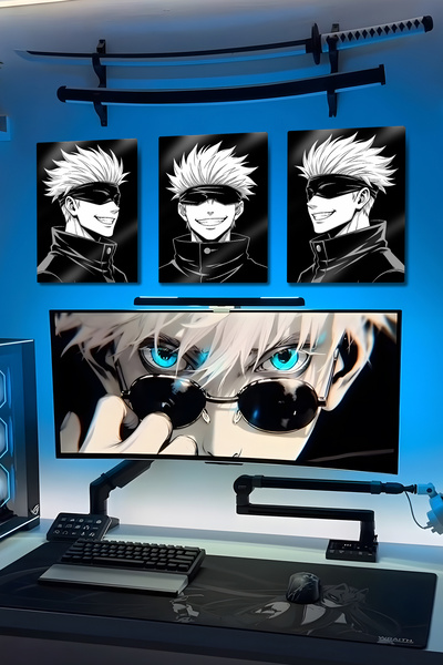 DekorHane Metal Print - Tablou anime pentru camera jucătorilor din 3 piese, d...