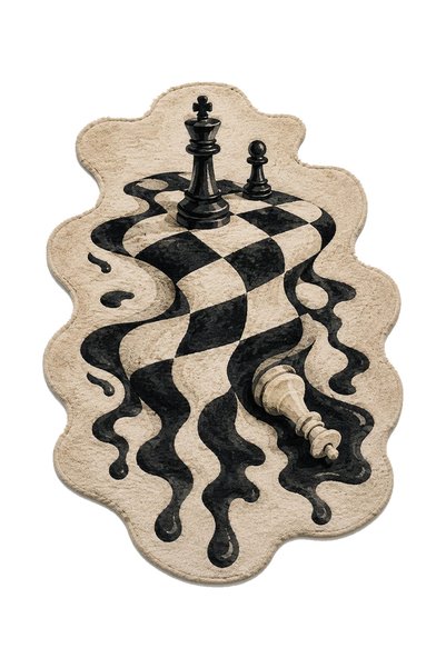 Rugs Modern Halı Sdt Artistic Illusionary Chess Patterned Cream Tone Abstract...