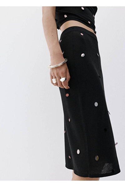 MANGO Woman Fine knit sequin skirt