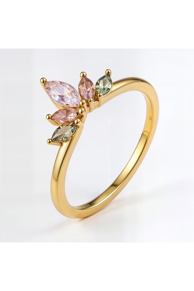 Oria Jewelry 925 silver ring mixed colored zirconia