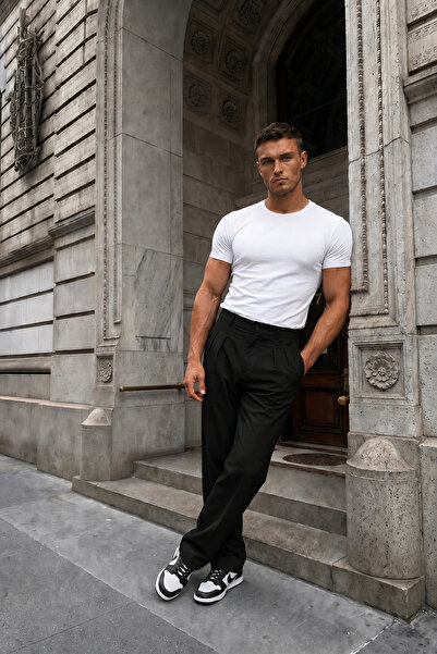 THE RULE Men's Pleated Baggy Fabric Trousers + Gift Bag