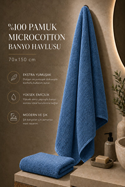 TAYA HOME %100 Pamuk Microcotton Banyo Havlusu 70x150 cm Ekstra Yumuşak Yükse...