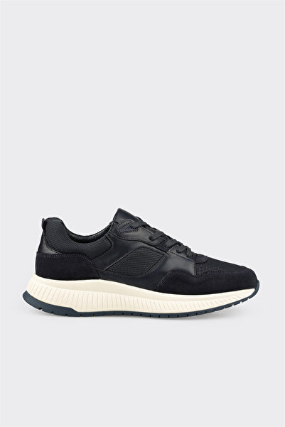 Elle Shoes Lacivert Deri Erkek Spor Ayakkabı