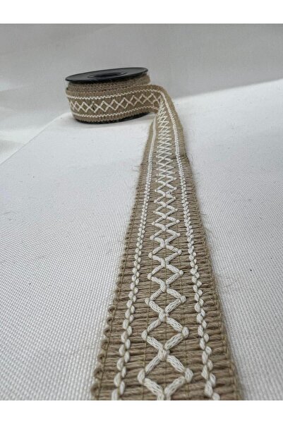 KAYA ARNİCA TEKSTİL Vintage Wicker Cross Patterned White Ribbon |   Decorativ...