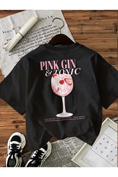 PAVRO Unisex Άνετο T-shirt με μικτό σχέδιο και στάμπα