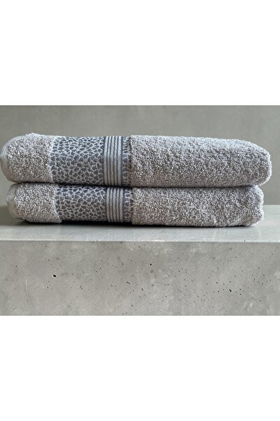 SAVESSA Leopard Series 2-Piece Towel Set 50X100 cm Gray Color Hand/Face-Gift-...