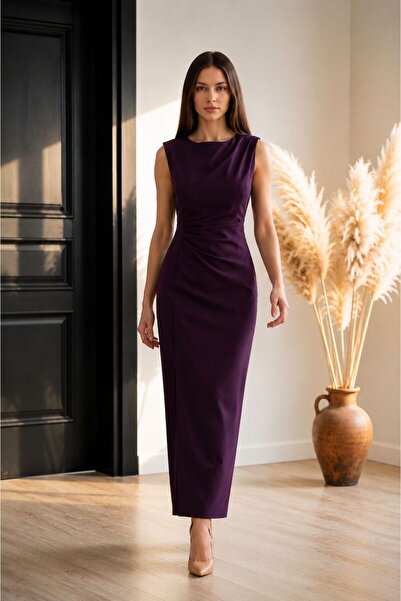 AyShop Drape Detailed Long Pencil Dress