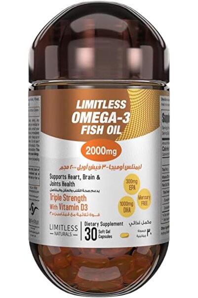 Limitless Naturals Triple Strength Omega 3 Fish Oil with Vitamin D3 – 30 Soft...