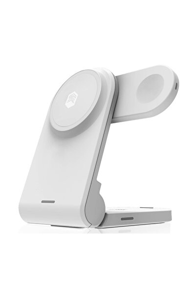 STM ChargeTree MAG - Încărcător wireless mobil 3 în 1 cu MagSafe (alb)