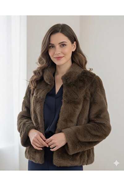 sea gulf Women's Stylish Fur Jacket Chic Short Design with Front Buttons
