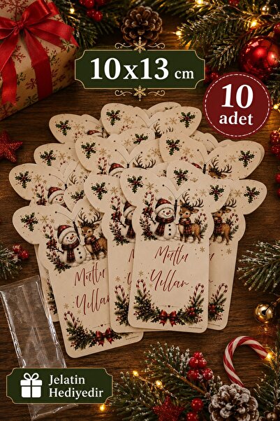 Emtory Gift Gifty | Geyik & Kardan Adam Paketleme Kartı- Hediye Kartı - Akses...