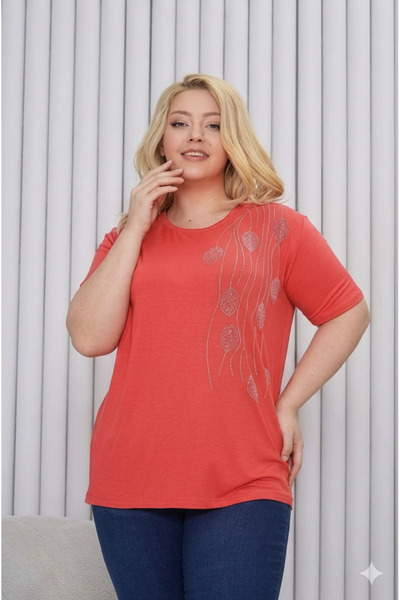 doruk collection Kırmızı taşli anne tshort