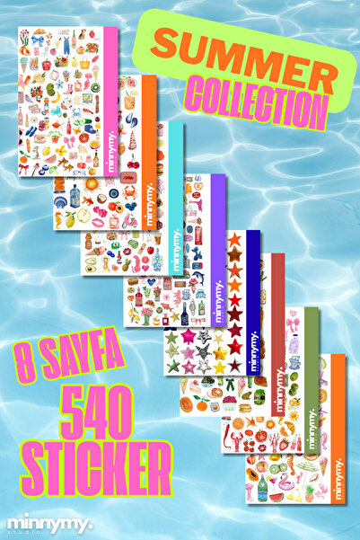 Minnymy 7'li Summer Collection Sticker, Çıkartma, Ajanda, Günlük, Planlayıcı,...