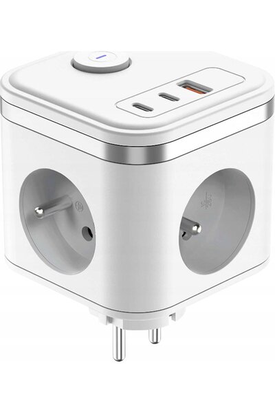 Viking s√≠≈•ov√Ω adapt√ © Y33, 3x 230 V, 1x USB-A, 2x USB-C, întrerupător ON/...
