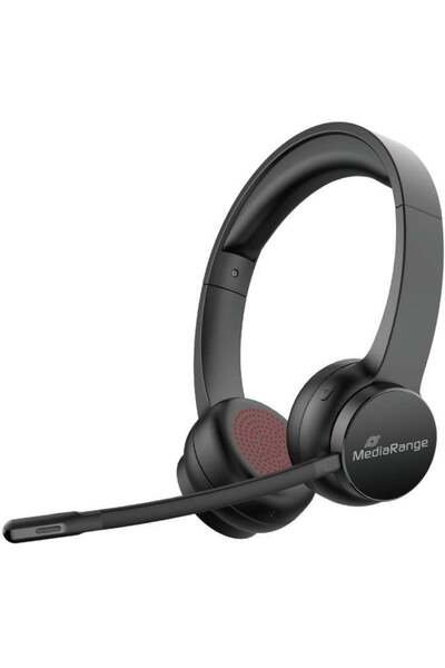 MediaRange Căști stereo Bluetooth ENC, baterie de 400mAh, negre