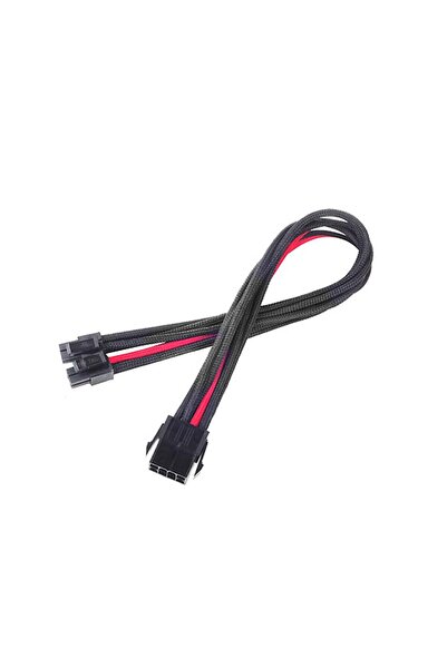 SilverStone EPS 8-Pin zu EPS/ATX 4+4-Pin Kabel, 300mm - schwarz/rot